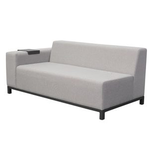 Sofa đôi ngoài trời, khung nhôm, nệm vải ghi sáng chống nước