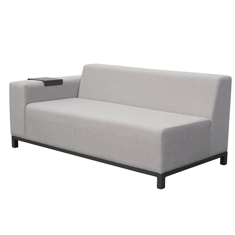 Sofa đôi ngoài trời, khung nhôm, nệm vải ghi sáng chống nước