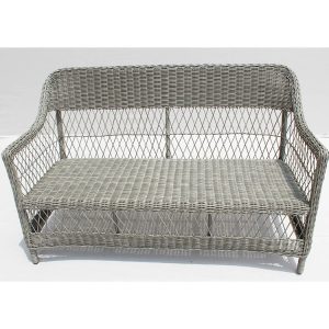 Sofa đôi giả mây ngoài trời màu xám nhạt, không có nệm