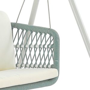 Chi tiết tay vịn ghế xích đu đan rope nhựa bền đẹp
