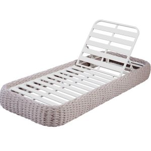 Khung ghế tắm nắng ngoài trời bằng nhôm, đan dây rope chắc chắn, không có nệm