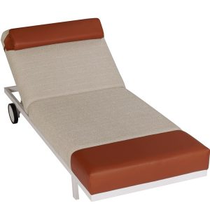 Ghế tắm nắng ngoài trời phối màu trắng - nâu - ghi, thiết kế hiện đại, nệm dày êm ái