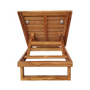Mặt sau tựa lưng ghế hồ bơi gỗ teak, cơ cấu điều chỉnh góc ngả