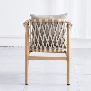 Mặt sau ghế sân vườn dây rope, khung giả gỗ đẹp mắt