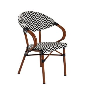 Ghế sân vườn kiểu Pháp, đan nhựa zigzag, nhìn chéo phải