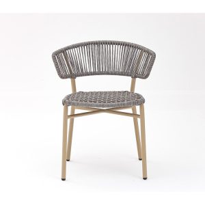 Ghế sân vườn dây rope nhìn trực diện, phong cách hiện đại, phù hợp quán cafe