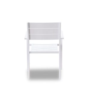 Ghế nhôm trắng nhìn từ sau lưng, thiết kế đơn giản