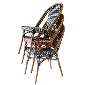 Bộ 3 ghế sân vườn nhôm đan dây nhựa nhiều màu có thể xếp chồng