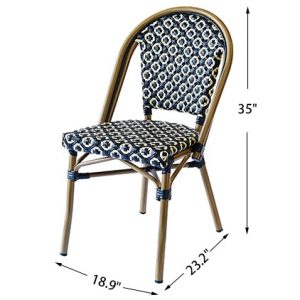 Ghế sân vườn giả mây Bistro Pháp, kích thước 35 x 23.2 x 18.9 inch