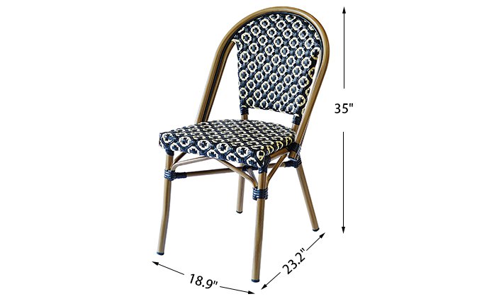 Ghế sân vườn giả mây Bistro Pháp, kích thước 35 x 23.2 x 18.9 inch