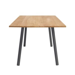 Bàn gỗ teak ngoài trời nhìn ngang, thiết kế đơn giản, hiện đại