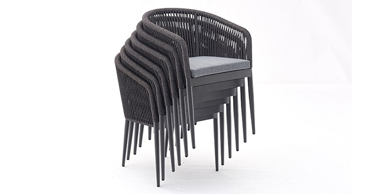 Ghế sân vườn đan dây rope xếp chồng tiện lợi, tiết kiệm không gian