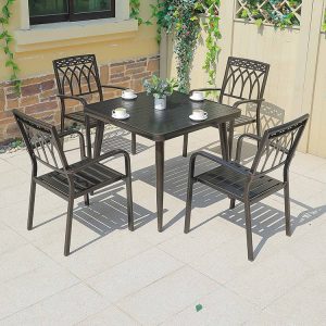 Bộ bàn ghế sân vườn nhôm đúc 4 ghế 1 bàn, thiết kế sang trọng, bền đẹp