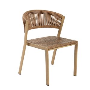 Ghế đơn ngoài trời đan dây nhựa, thiết kế lưng tựa cong hiện đại