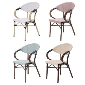 Ghế giả mây ngoài trời nhiều màu pastel, khung nhôm, phù hợp không gian sân vườn, ban công