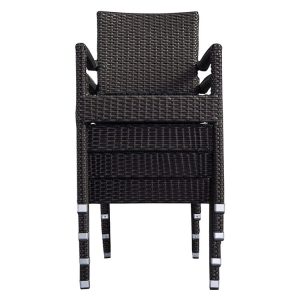 4 ghế nhựa giả mây đen xếp chồng gọn gàng, tiện lợi cho việc lưu trữ