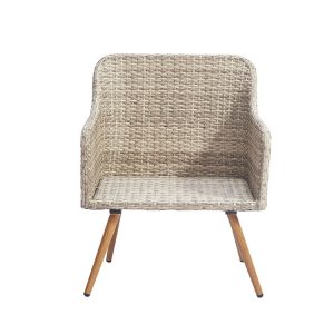 Ghế đơn sofa ngoài trời giả mây, không nệm, nhìn trực diện
