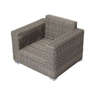 Ghế đơn sofa ngoài trời giả mây xám, không có nệm