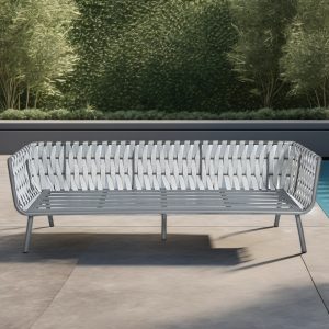 Khung sofa ngoài trời dây đan bản lớn, thiết kế chắc chắn, không kèm nệm