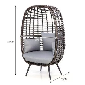 Ghế lồng chim ngoài trời, kích thước 120x75x75cm, nệm dày, khung giả mây