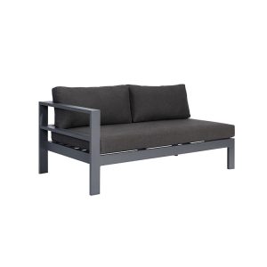 Góc nghiêng sofa đôi ngoài trời, thiết kế hiện đại, nệm màu ghi đen