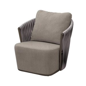Ghế đơn sofa ngoài trời đan dây rope, màu xám, thiết kế hiện đại