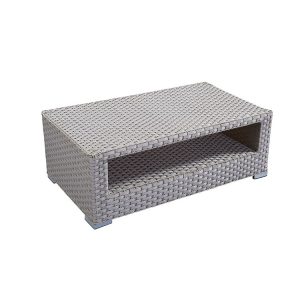 Bàn trà sofa ngoài trời giả mây xám, có ngăn để đồ tiện dụng