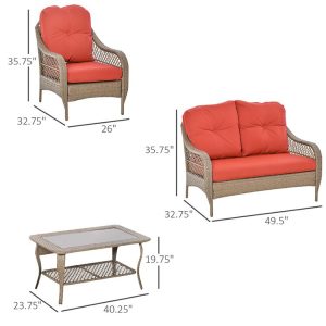 Kích thước chi tiết bộ sofa sân vườn: ghế đơn, sofa đôi, bàn trà