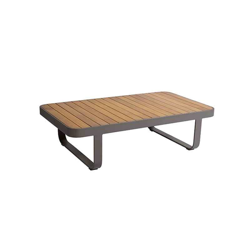 Bàn trà sân vườn mặt gỗ teak, khung nhôm hiện đại