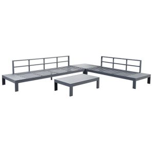 Khung bộ sofa nhôm ngoài trời khi chưa lắp nệm, thiết kế chắc chắn