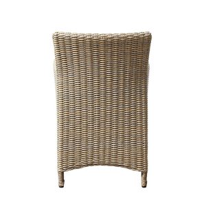Mặt sau ghế sân vườn nhựa giả mây, thiết kế kín, nền trắng