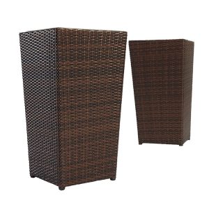 Hai chậu trồng cây ngoài trời giả mây, thiết kế hiện đại, màu nâu tự nhiên