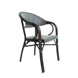 Góc nghiêng khác của ghế sân vườn nhôm giả mây, phối màu nổi bật