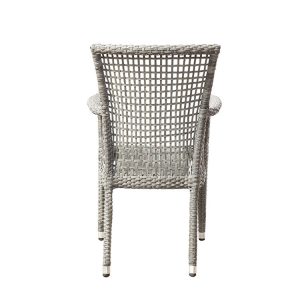 Ghế sân vườn nhôm giả mây màu xám, đan lưới, nhìn từ phía sau